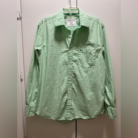 Aeropostale Other - Aeropostale Vintage 1987 Men’s Light Green Striped Button Down Shirt. Large.